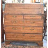 A Late Georgian Oak Fall Front Bureau with Fitted Interior having Drawers and Pigeon Holes, Two