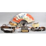 A Collection of Curios to include Souvenir Decorated Boomerang, Decorated Cow Horn, Fan, Bible,