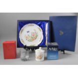 A Boxed Aynsley Cottage Garden Cake Plate and Knife Set, A Cottage Garden Lidded Pot and a