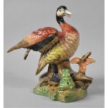 A Continental Glazed Study of Goose Startled by Frog, 22cms High