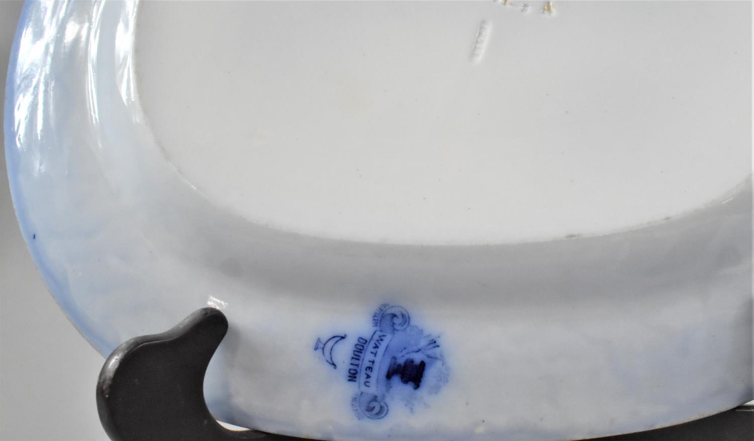 A 19th Century Doulton Watteau Flow Blue Rectangular Plate and Matching Bowl together with a Royal - Image 2 of 4