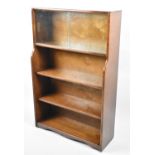 A Mid 20th Century Waterfall Three Shelf Open Bookcase with Glazed Top Section, 60cms Wide, 93cms