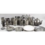 A Collection of Pewter Tankards, Teapots, Measures Etc
