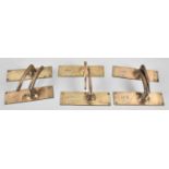 A Set of Six Brass Door Handles, Each 17x5cms