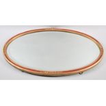 A Mid 20th Century Oval Bevel Edged Wall Mirror, 56x36 Overall
