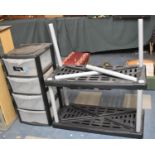 A Part Plastic Shelf Unit and Three Drawer Storage Unit