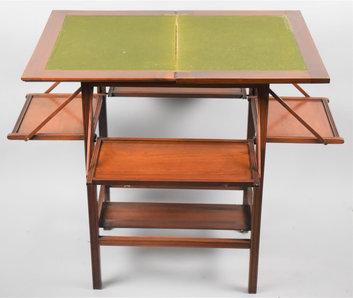 An Unusual Edwardian Walnut Card Table having Hinged Lid which Opens to Reveal Green Beize Lining, - Image 2 of 2