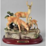 A Juliana Collection Resin Group Depicting Deer Family Grazing, 24cms High,