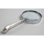 A Thin Silver Handled Pistol Grip Magnifying Glass, London 1927, 16.5cms Long