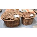 Two Vintage Oval Fortnum and Mason Wicker Hampers, The Largest 78cms Wide