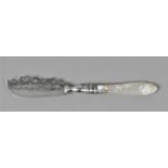 A Small Victorian Silver Bladed Mother of Pearl Handled Butter Knife, by H and T, B'ham 1869