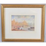 A Framed Watercolour Monogrammed Lower Left Depicting Middle Eastern Riverside Scene, 27x18.5