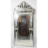 A large Italian Etched Pier Mirror of Sectional Form, 70cms Wide and 140cms High