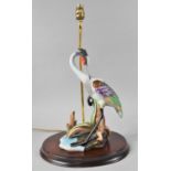 A Modern Resin Table Lamp in the Form of a Bird Preening, Oval Plinth Base, 51ms High Overall