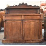 A Late Victorian Mahogany Chiffonier with Two Centre Drawers and Glazed Shelf, 130cms Wide