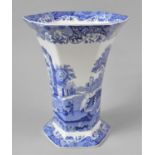 A Spode Italian Blue and White Trumpet Vase of Hexagonal Form, 27cms High