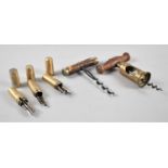 A Collection of Five Vintage Brass Mounted Corkscrews