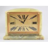 An Art Deco Onyx Mantel Clock with French Eight Day Movement by Bayard, Working Order, 19cms Wide