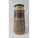 A Large Brown Glazed German Cylindrical Vase, 45cms High