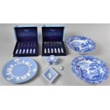 Two Copeland Spode Italian Blue and White Bowls together with Two Boxed Sets of Six Pastry Forks and