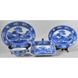 A Collection of Wedgwood Fallow Deer Blue and White to include Two Graduated Meat Plates,
