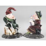 A Pair of Reproduction Cast Iron Door Stops, Punch and Judy, 27cms High