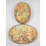A Small Oval Oil on Canvas in the Manner of Jean-Honore Fragonard, Girl on Swing, Together with a