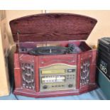 An Art Deco Style Music Centre with Record Player, Cd Player and Radio, 52cms Wide, untested
