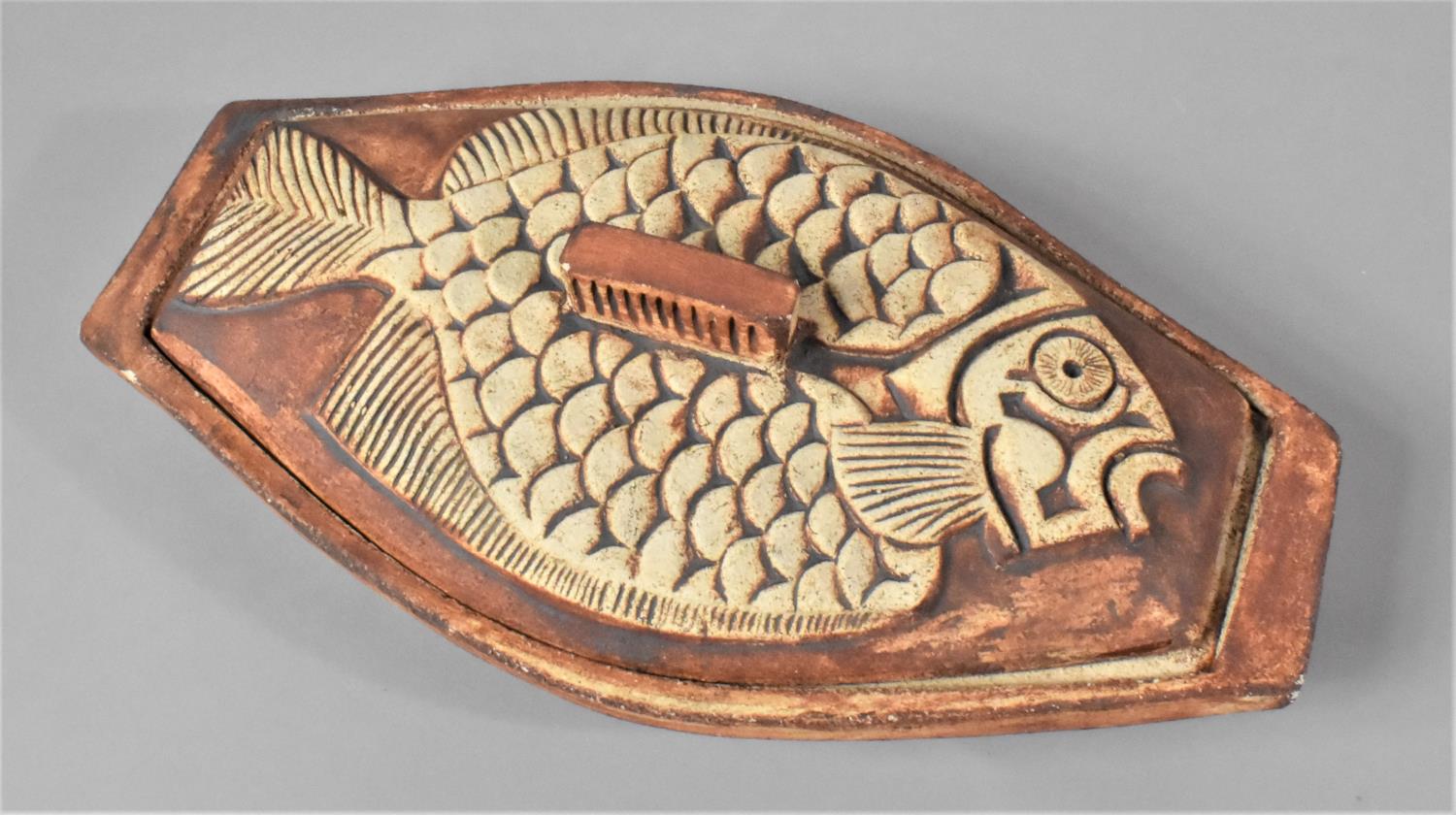 Studio Pottery Stoneware Fish Kettle, 35cms Long