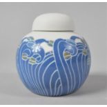 A Small Hand Decorated Blue Glazed Ginger Jar, 8cms High