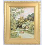 A Gilt Framed Oil on Canvas, Lismore Castle, Co. Waterford, Ireland, By E Harrill, 1912, 35x45cms