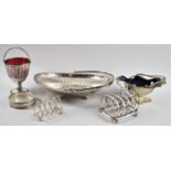 A Collection of Silver Plated Items to include Basket, Toast Rack Etc