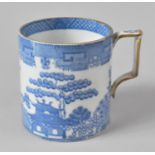 A 19th Century Blue and White Willow Pattern Tankard, 12cms Diameter and 13cms High