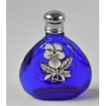 A Modern Small Cobalt Blue Scent Phial with Floral Decoration, 4.5cms High