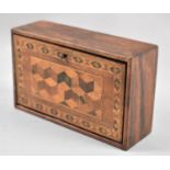 A Wooden rectangular Box with Hinged Tunbridge Ware Lid Decorated in Geometric Patterns, 14cms Long