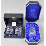 A Stuart Crystal Boxed Set of Two Whisky Tumblers together with a Boxed Stuart Crystal Preserve