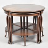 A Mid 20th Century Circular Topped Mahogany Nest of Five Tables, 60cms Diameter