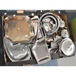 Two Boxes of Stainless Steel to include Trays, Teapots, Bowls, Toast Racks Etc (Some Old Hall)