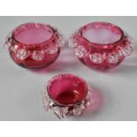 Three Late 19th/Early 20th Century Circular Cranberry Glass Small Bowls