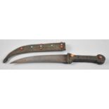 A Souvenir Curved Blade Arabic Dagger with Jewelled Handle and Scabbard, 28cms Long