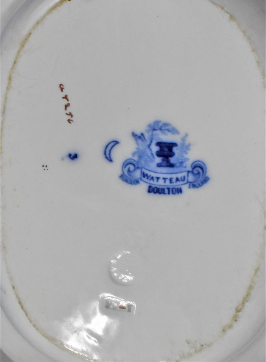 A 19th Century Doulton Watteau Flow Blue Rectangular Plate and Matching Bowl together with a Royal - Image 3 of 4