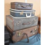 A Collection of Four Vintage Suitcases, The Largest 86cms Wide