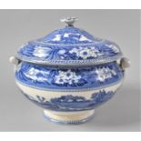A Wedgwood Fallow Deer Pattern Blue and White Soup Tureen, With Lid, 23cms Diameter