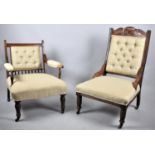 Two Similarly Upholstered Ladies Nursing Chairs