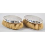A Pair of Silver Mounted Gents Hair Brushes with Monogrammed and Engine Turned Decoration, Each 11.