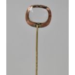 A Victorian Hat or Tie Pin Having Applied and Hinged Magnifying Mount in Yellow Metal Frame,