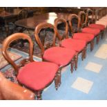 A Set of Six Mahogany Framed Balloon Backed Dining Chairs in Need of Reupholstery