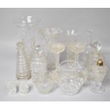 A Collection of Various Cut and Moulded Glass to comprise Decanters, Jugs, Vases Etc