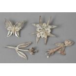 A Collection of Four Silver Filigree Brooches, All Stamped 925