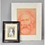 A Framed Side Portrait of Gent Signed JJJ.FT.1845 Together with a Print